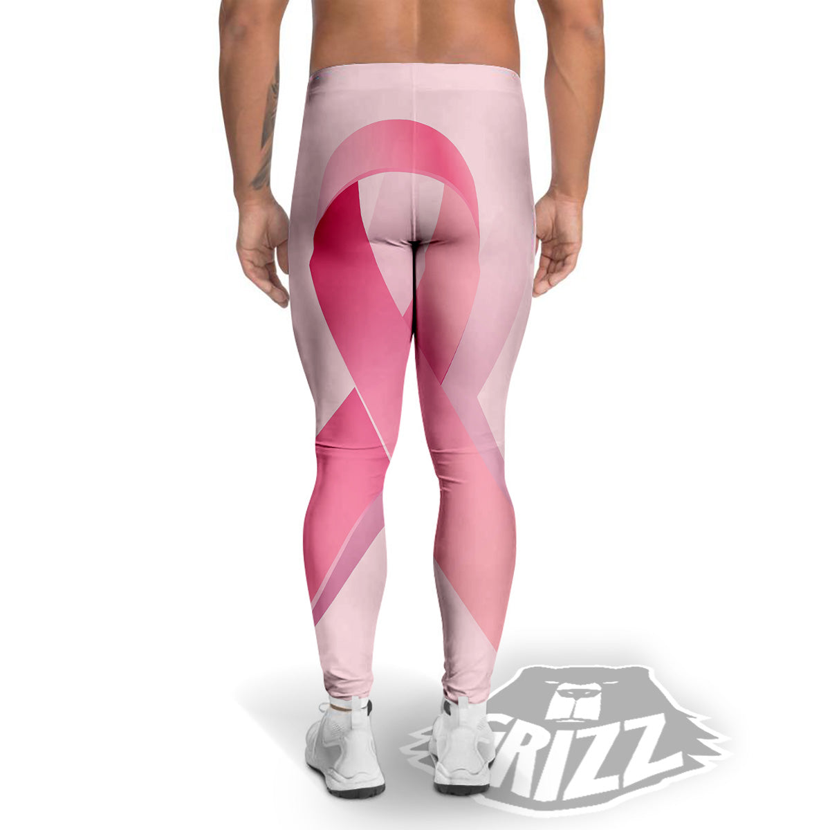Breast Cancer Awareness Ribbon Print Men's Leggings-grizzshop