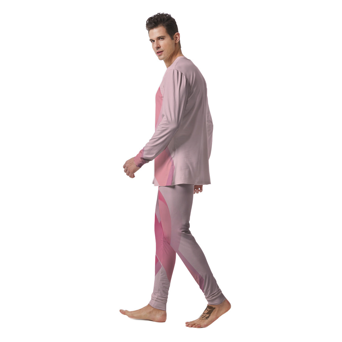 Breast Cancer Awareness Ribbon Print Men's Pajamas-grizzshop