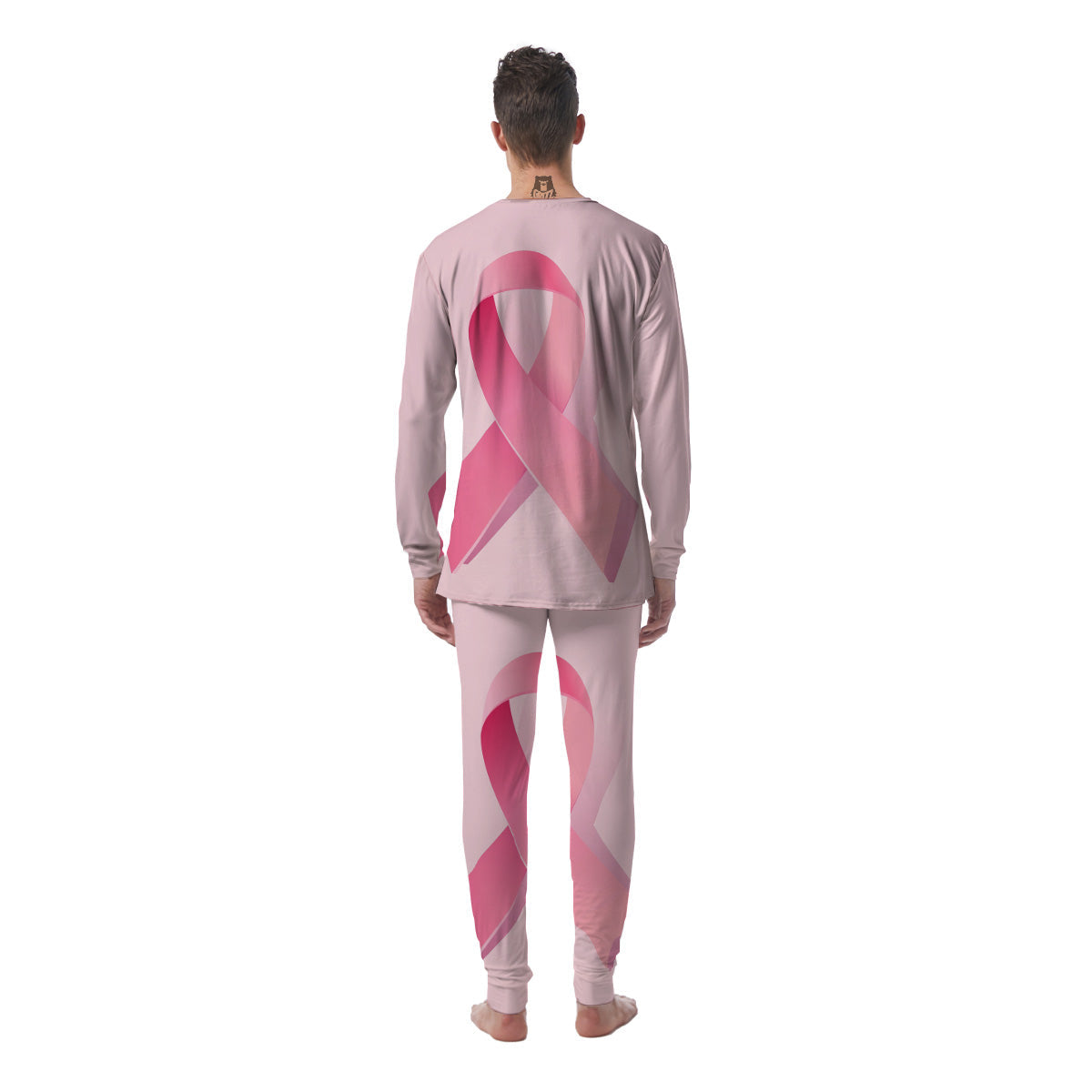 Breast Cancer Awareness Ribbon Print Men's Pajamas-grizzshop
