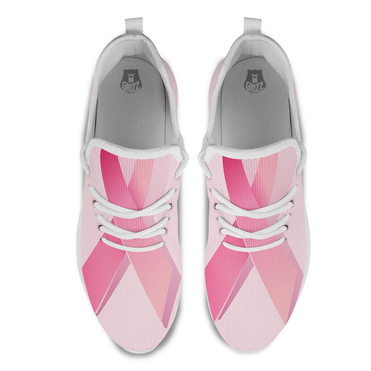Breast Cancer Awareness Ribbon Print White Athletic Shoes-grizzshop