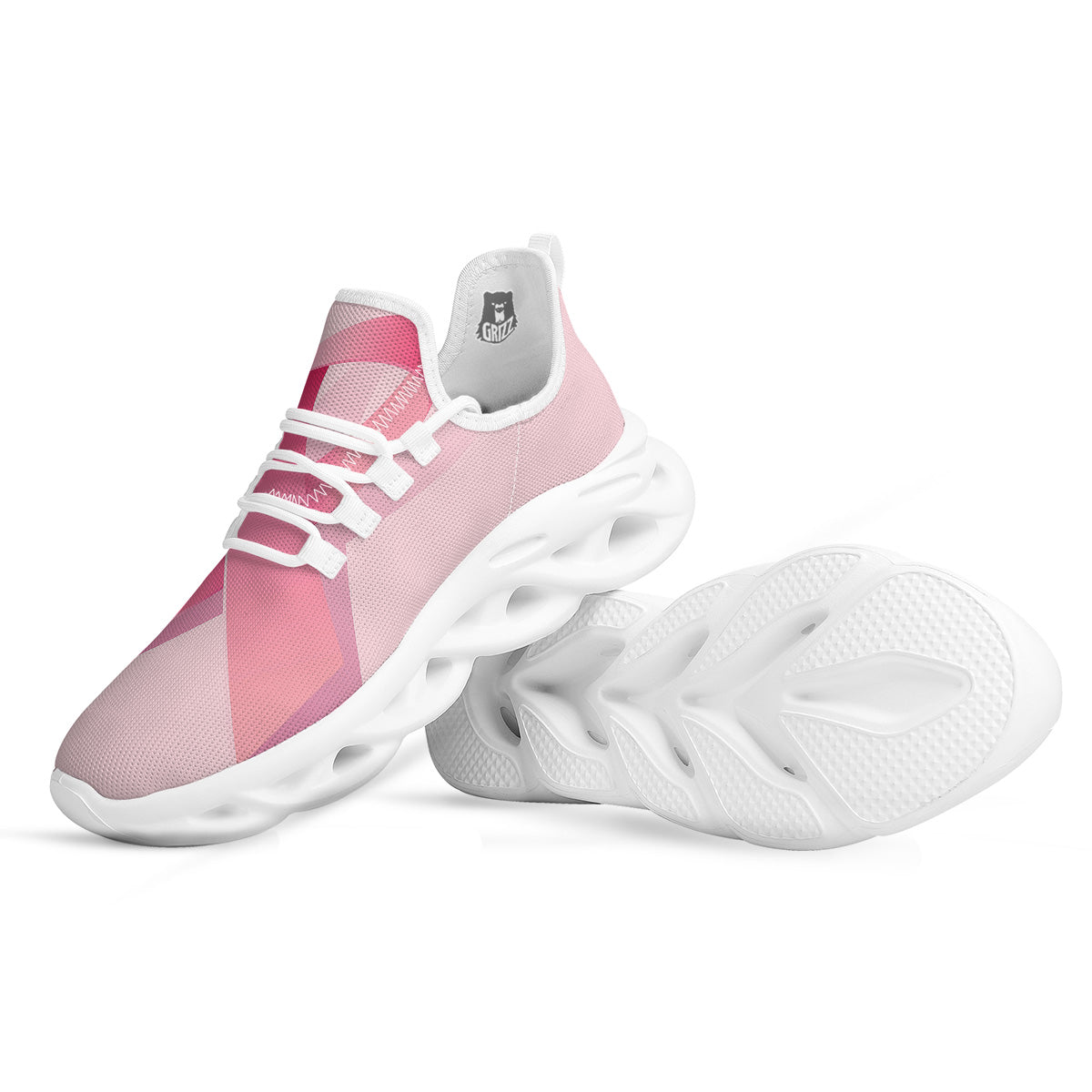 Breast Cancer Awareness Ribbon Print White Running Shoes-grizzshop