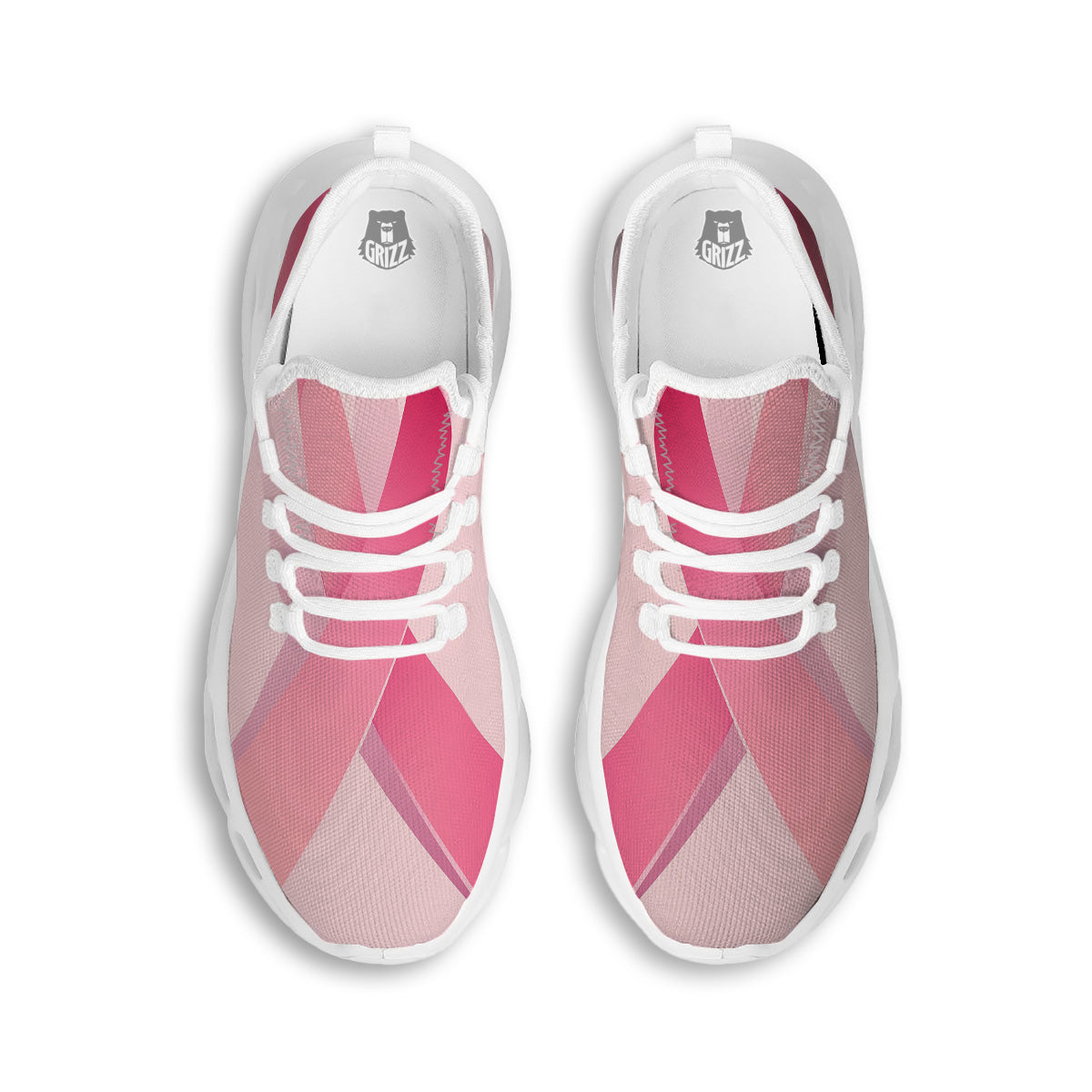 Breast Cancer Awareness Ribbon Print White Running Shoes-grizzshop