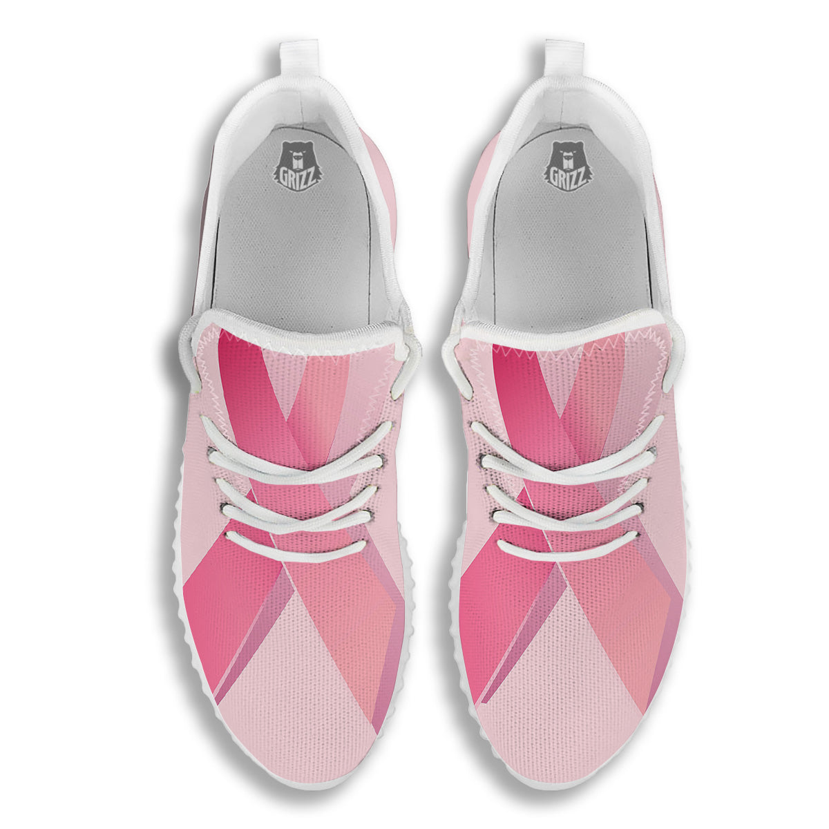 Breast Cancer Awareness Ribbon Print White Walking Shoes-grizzshop