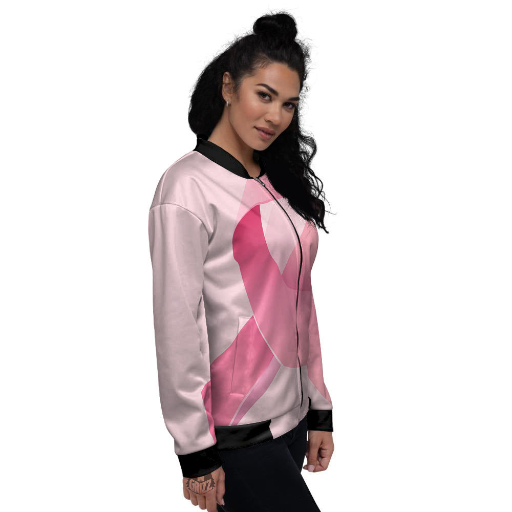 Breast Cancer Awareness Ribbon Print Women's Bomber Jacket-grizzshop