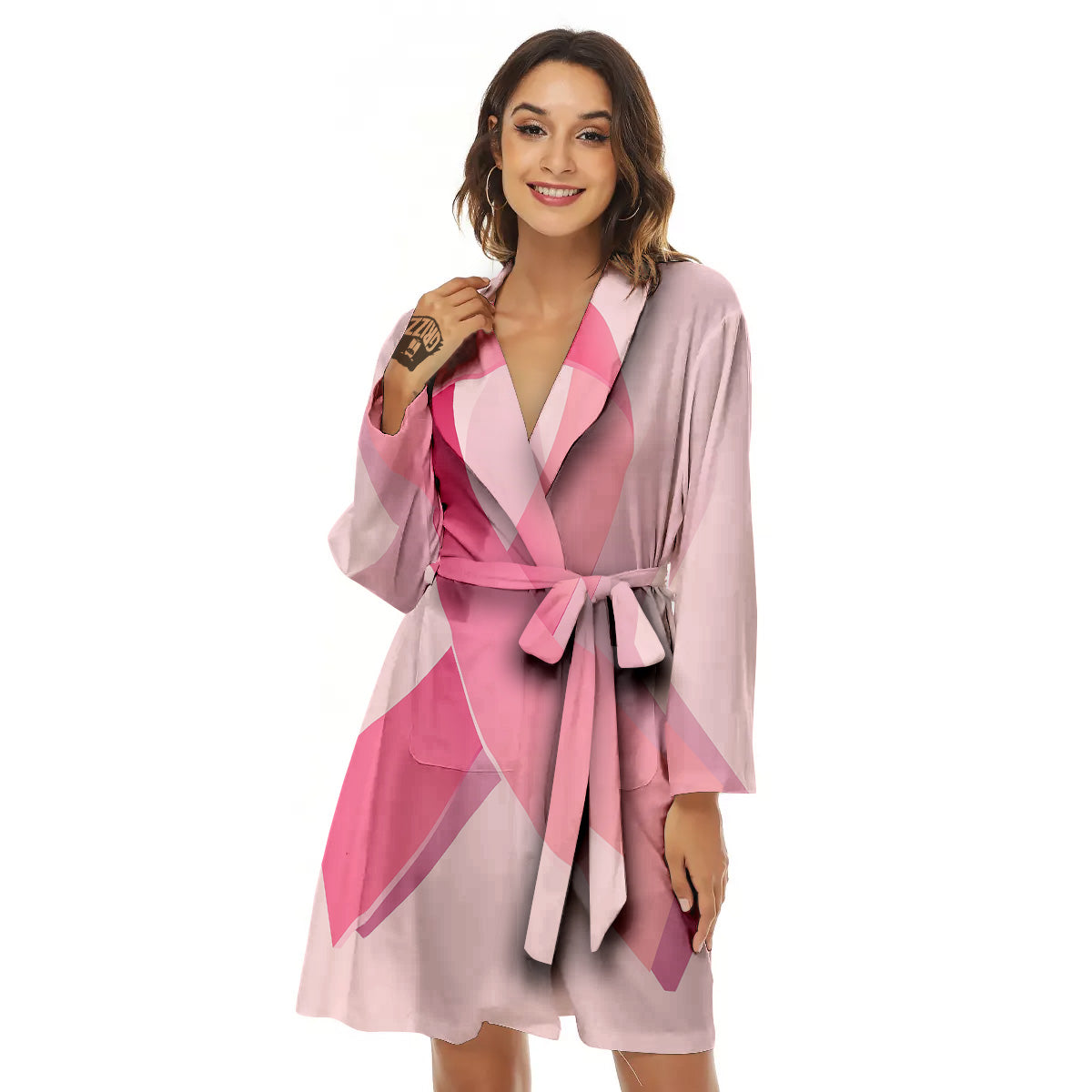 Breast Cancer Awareness Ribbon Print Women's Robe-grizzshop