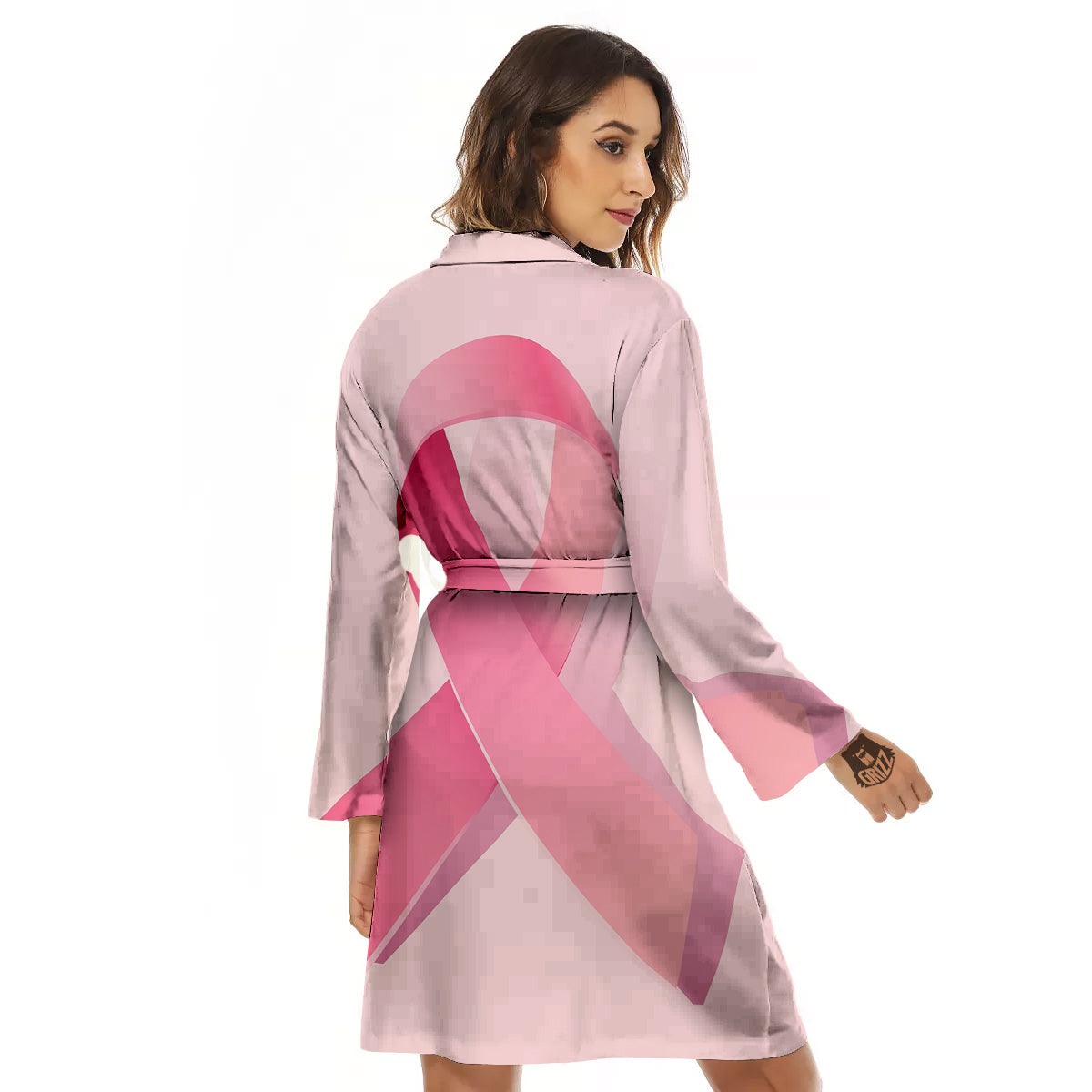 Breast Cancer Awareness Ribbon Print Women's Robe-grizzshop