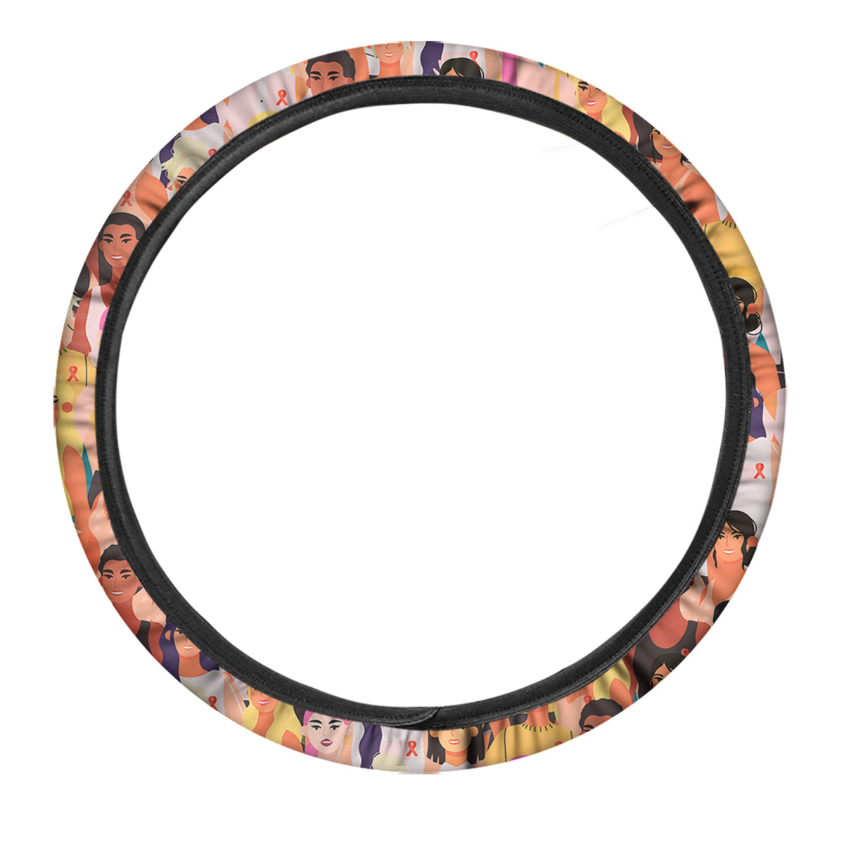 Breast Cancer Be Strong Print Pattern Car Steering Wheel Cover-grizzshop