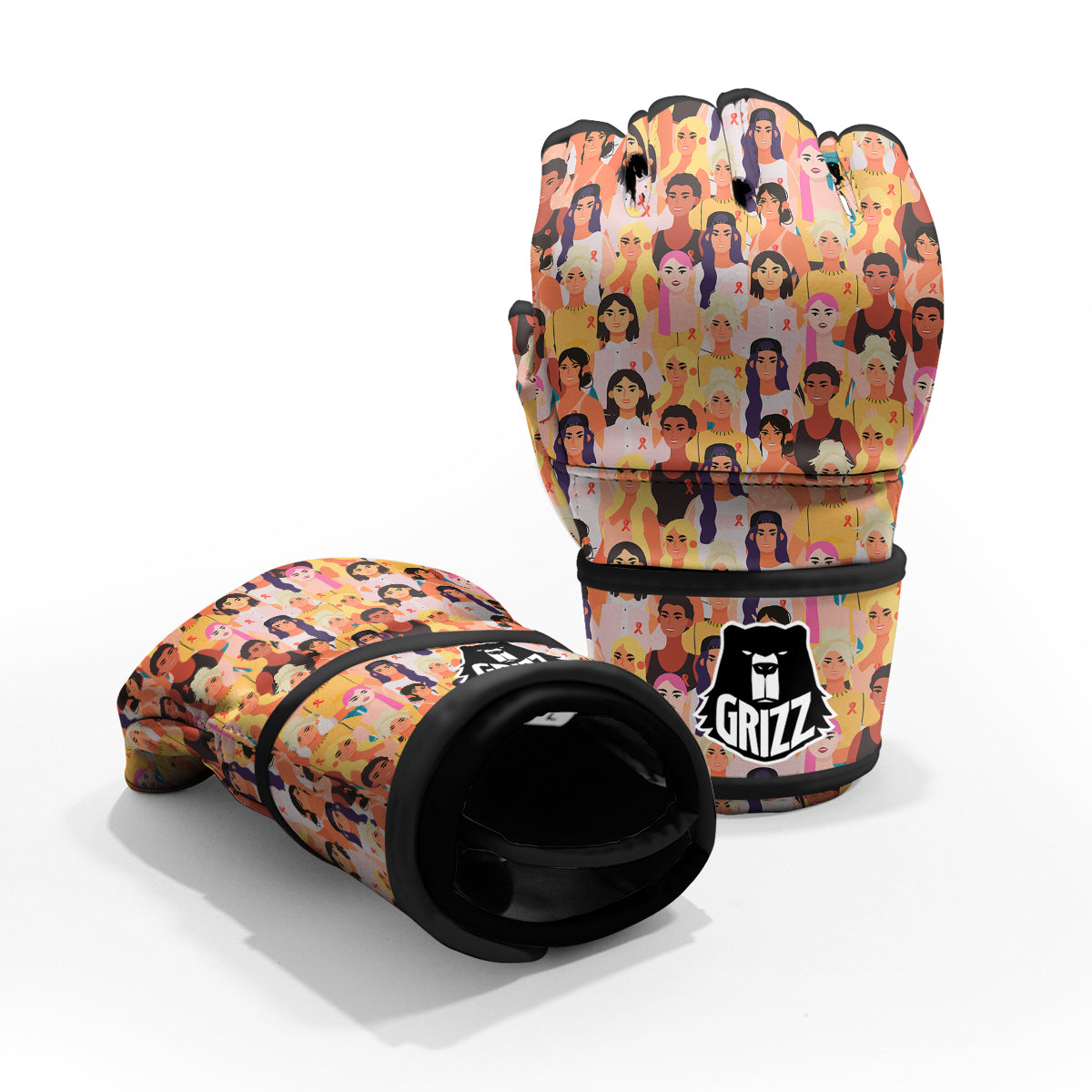Breast Cancer Be Strong Print Pattern MMA Gloves-grizzshop