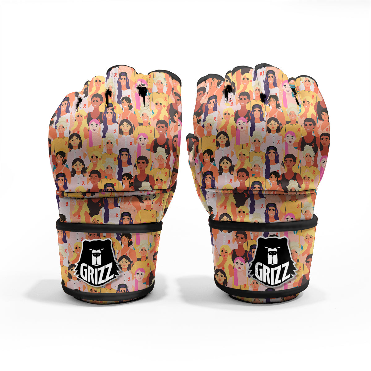 Breast Cancer Be Strong Print Pattern MMA Gloves-grizzshop