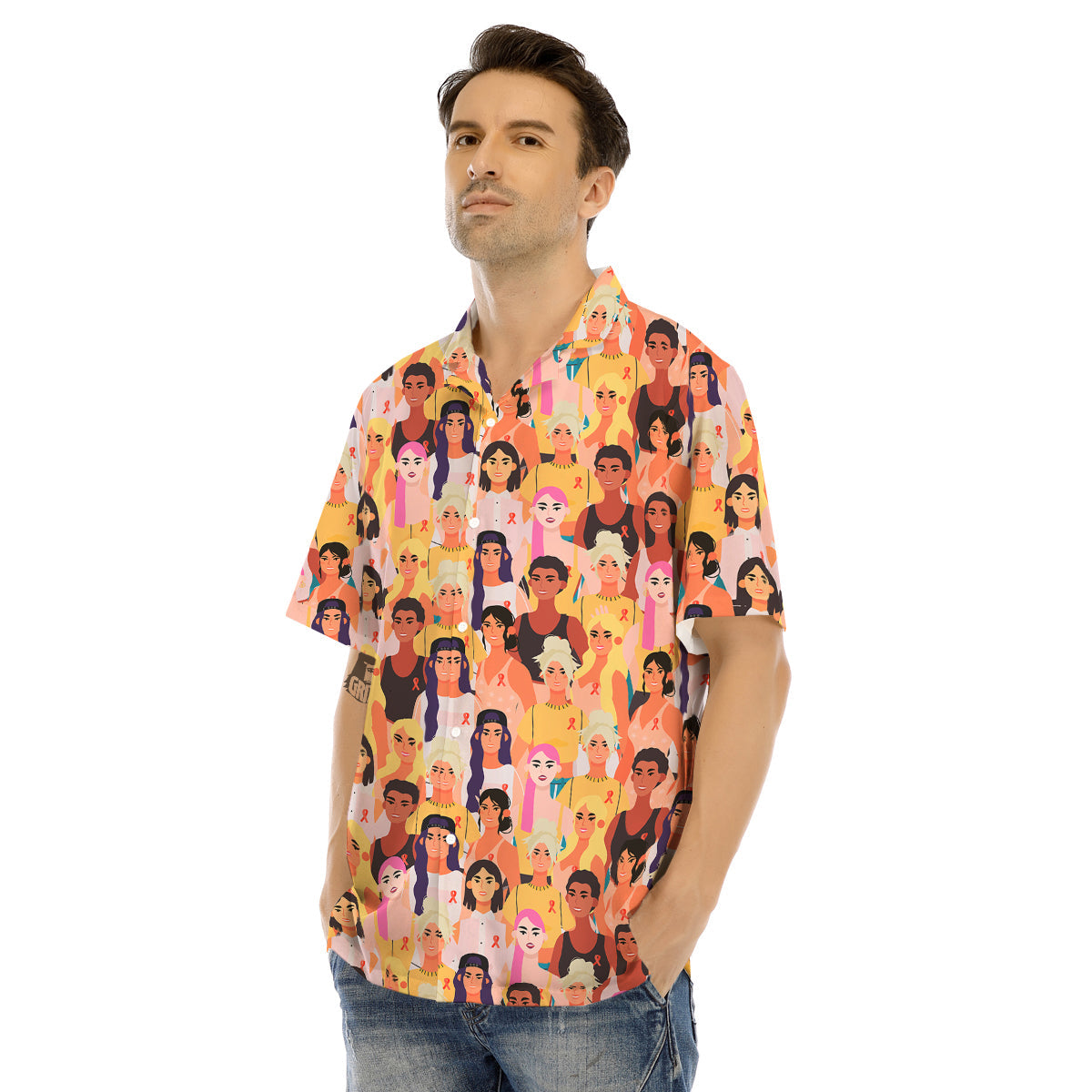 Breast Cancer Be Strong Print Pattern Men's Hawaiian Shirt-grizzshop