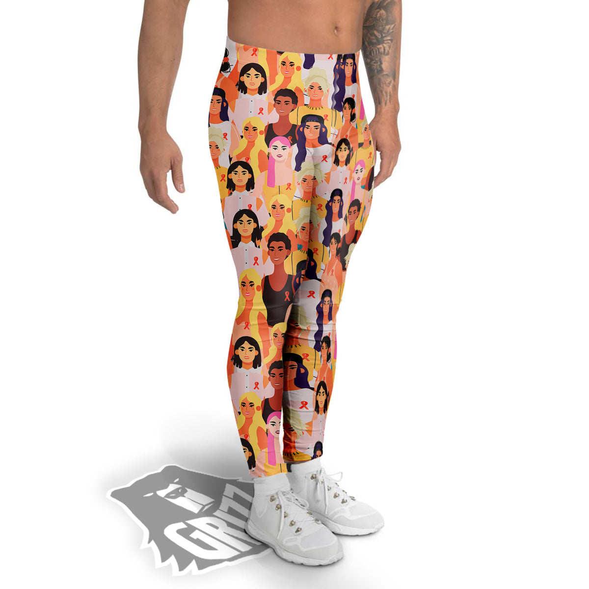 Breast Cancer Be Strong Print Pattern Men's Leggings-grizzshop