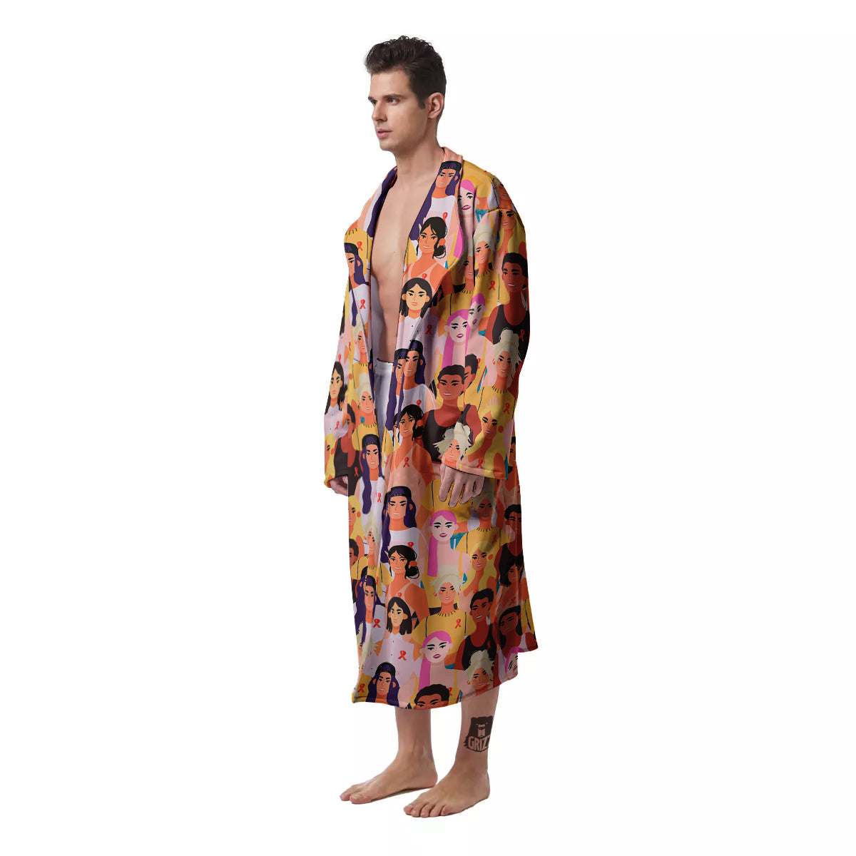Breast Cancer Be Strong Print Pattern Men's Robe-grizzshop