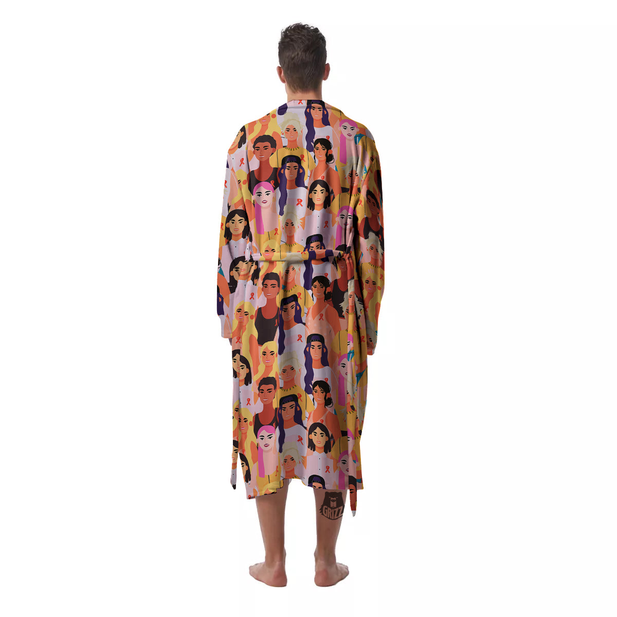 Breast Cancer Be Strong Print Pattern Men's Robe-grizzshop