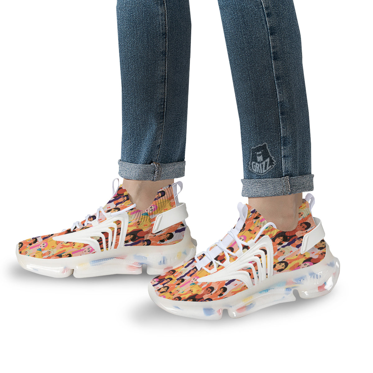 Breast Cancer Be Strong Print Pattern White Gym Shoes-grizzshop