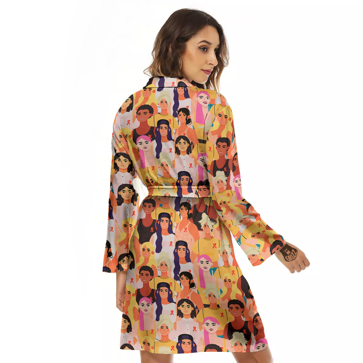 Breast Cancer Be Strong Print Pattern Women's Robe-grizzshop