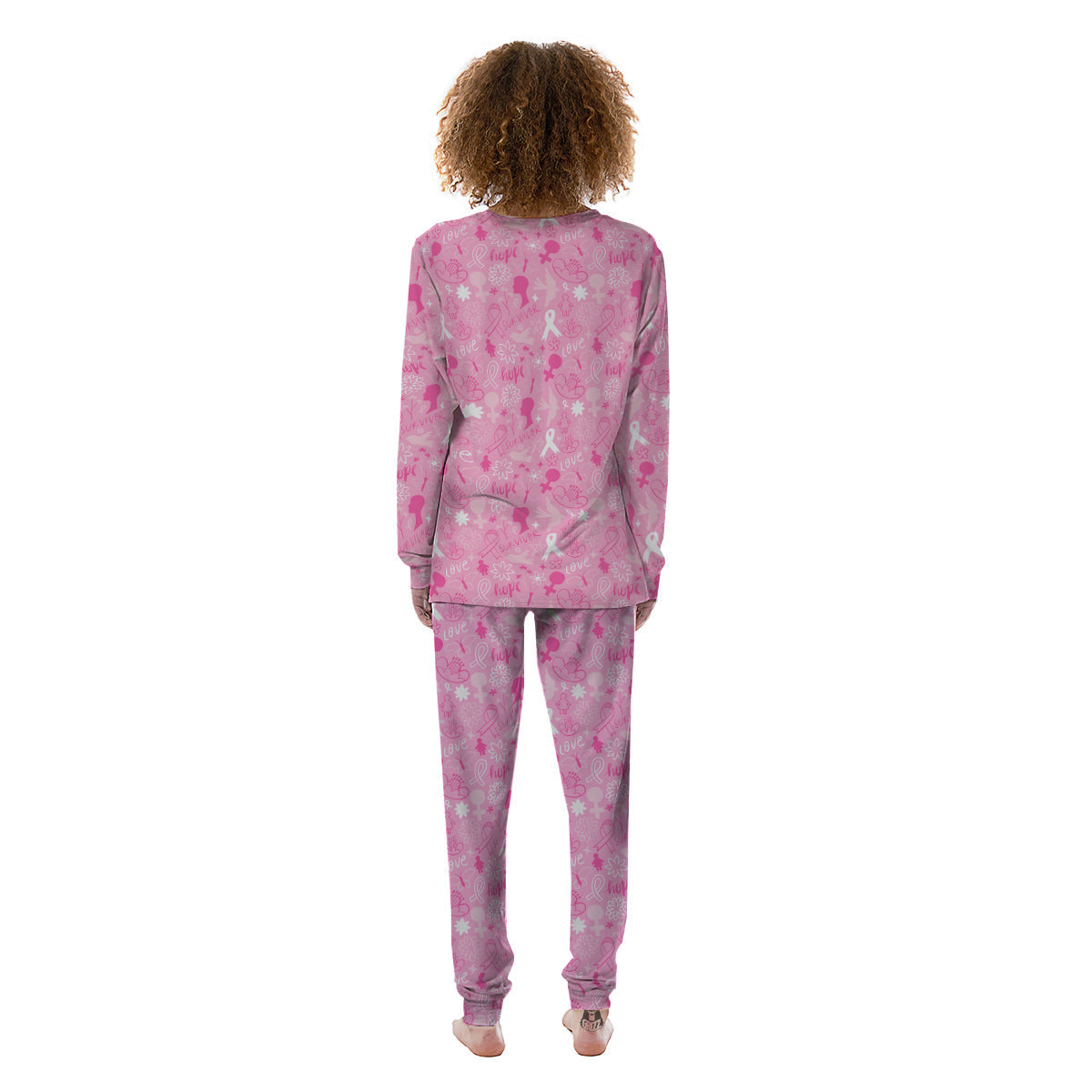 Breast Cancer Cute Pink Print Pattern Cute Women's Pajamas-grizzshop