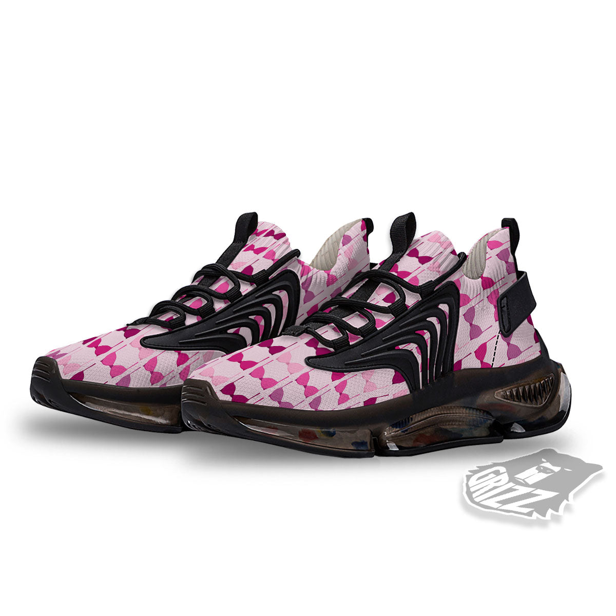 Breast Cancer Pink Bra Print Pattern Black Gym Shoes-grizzshop