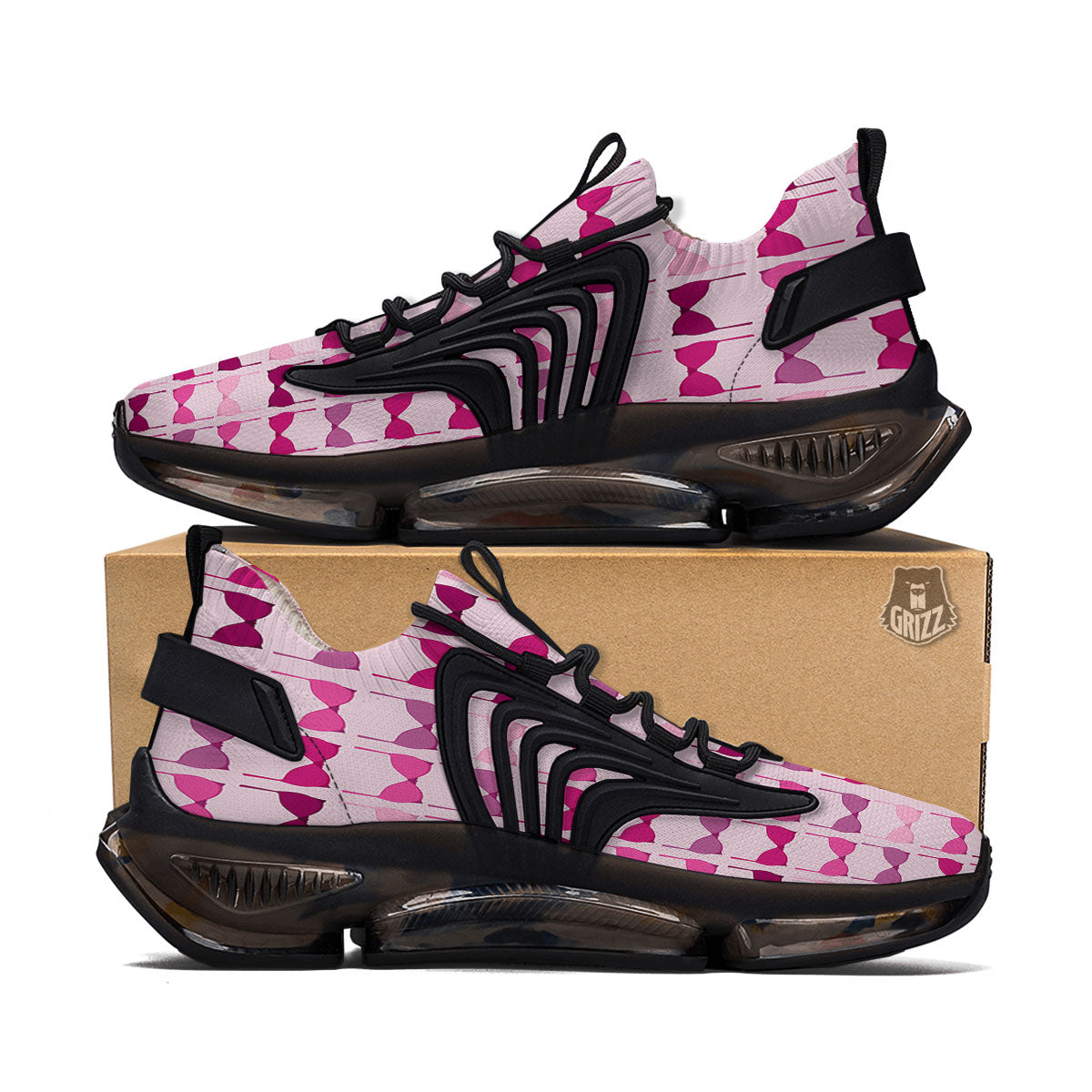 Breast Cancer Pink Bra Print Pattern Black Gym Shoes-grizzshop