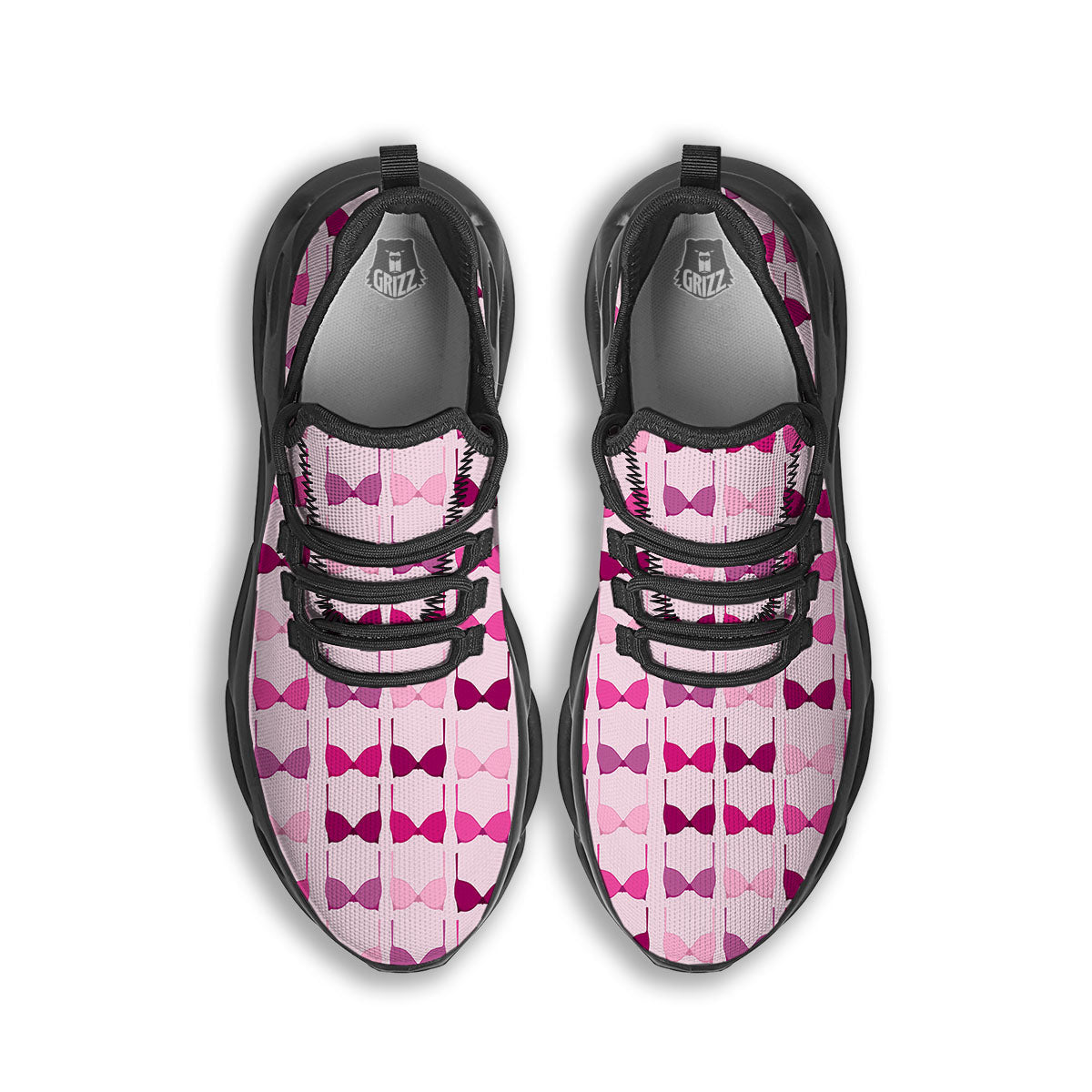 Breast Cancer Pink Bra Print Pattern Black Running Shoes-grizzshop