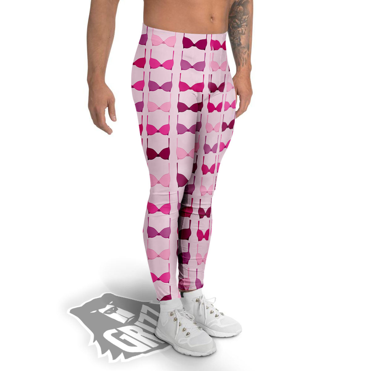 Breast Cancer Pink Bra Print Pattern Men's Leggings-grizzshop