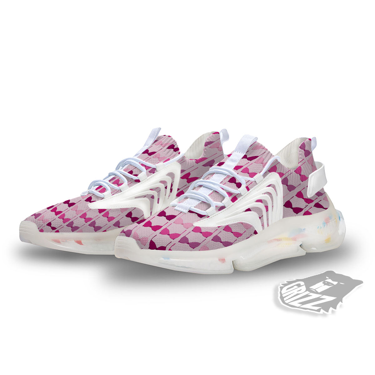 Breast Cancer Pink Bra Print Pattern White Gym Shoes-grizzshop