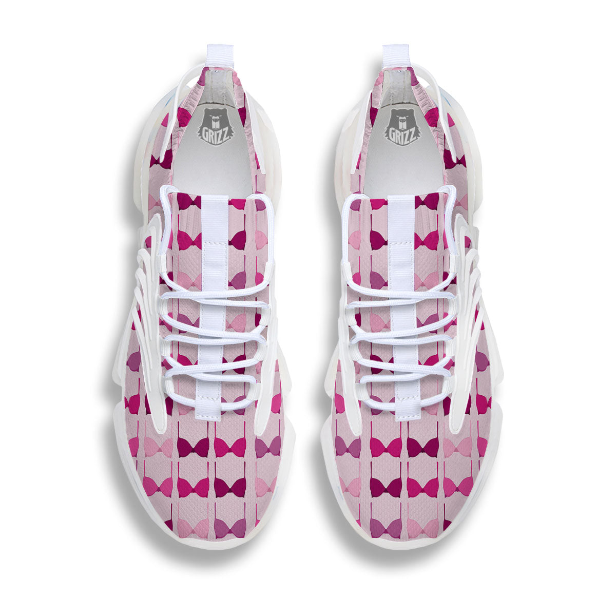Breast Cancer Pink Bra Print Pattern White Gym Shoes-grizzshop