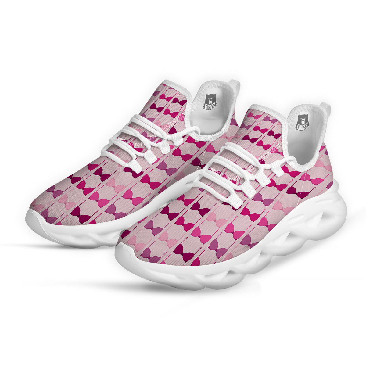 Breast Cancer Pink Bra Print Pattern White Running Shoes-grizzshop