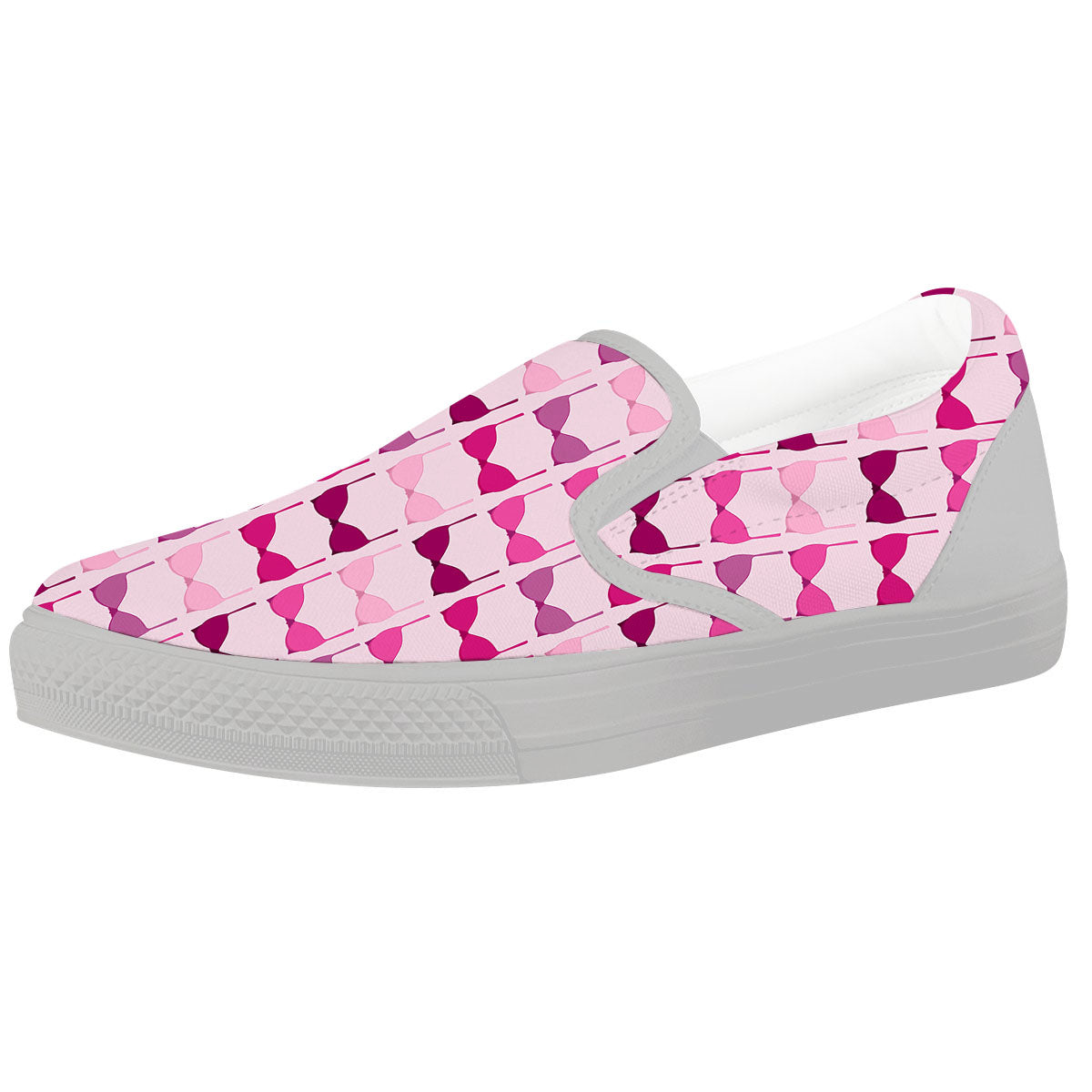 Breast Cancer Pink Bra Print Pattern White Slip On Shoes-grizzshop