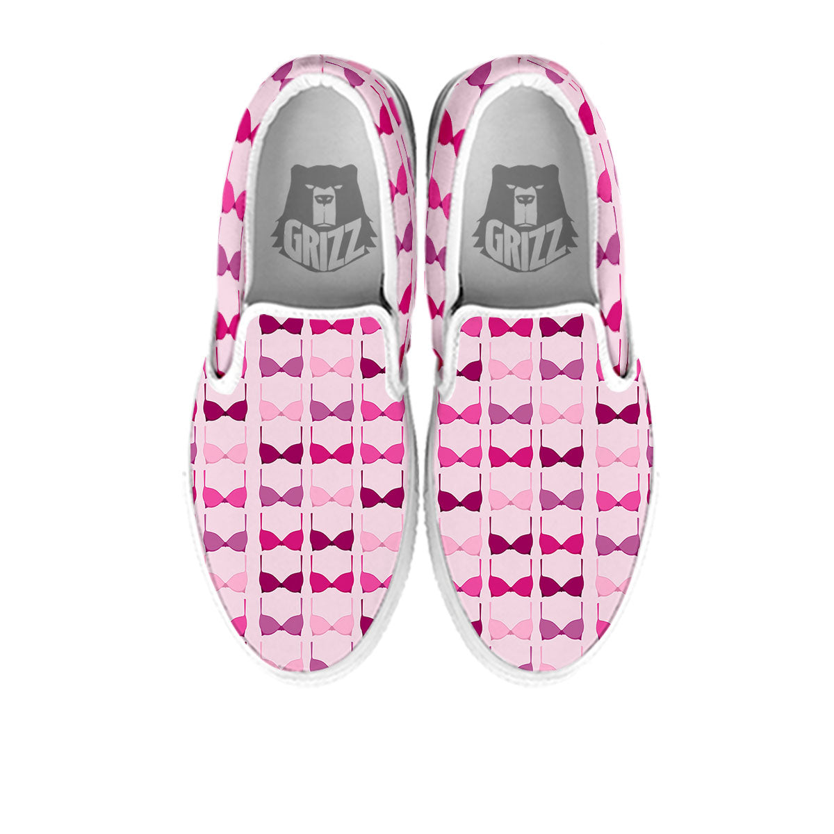 Breast Cancer Pink Bra Print Pattern White Slip On Shoes-grizzshop