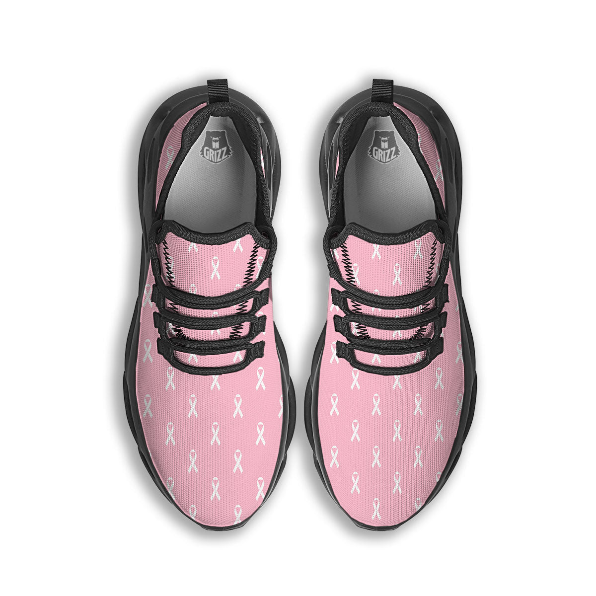 Breast Cancer Pink Pink Pattern Black Running Shoes-grizzshop