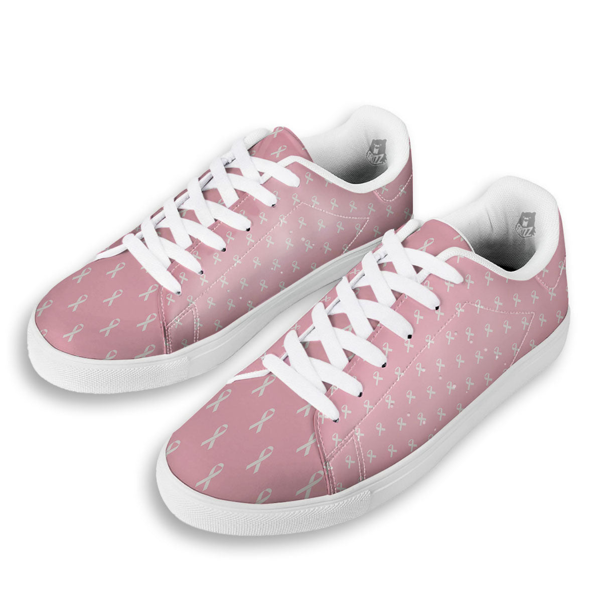 Breast Cancer Pink Pink Pattern White Low Top Sneakers-grizzshop
