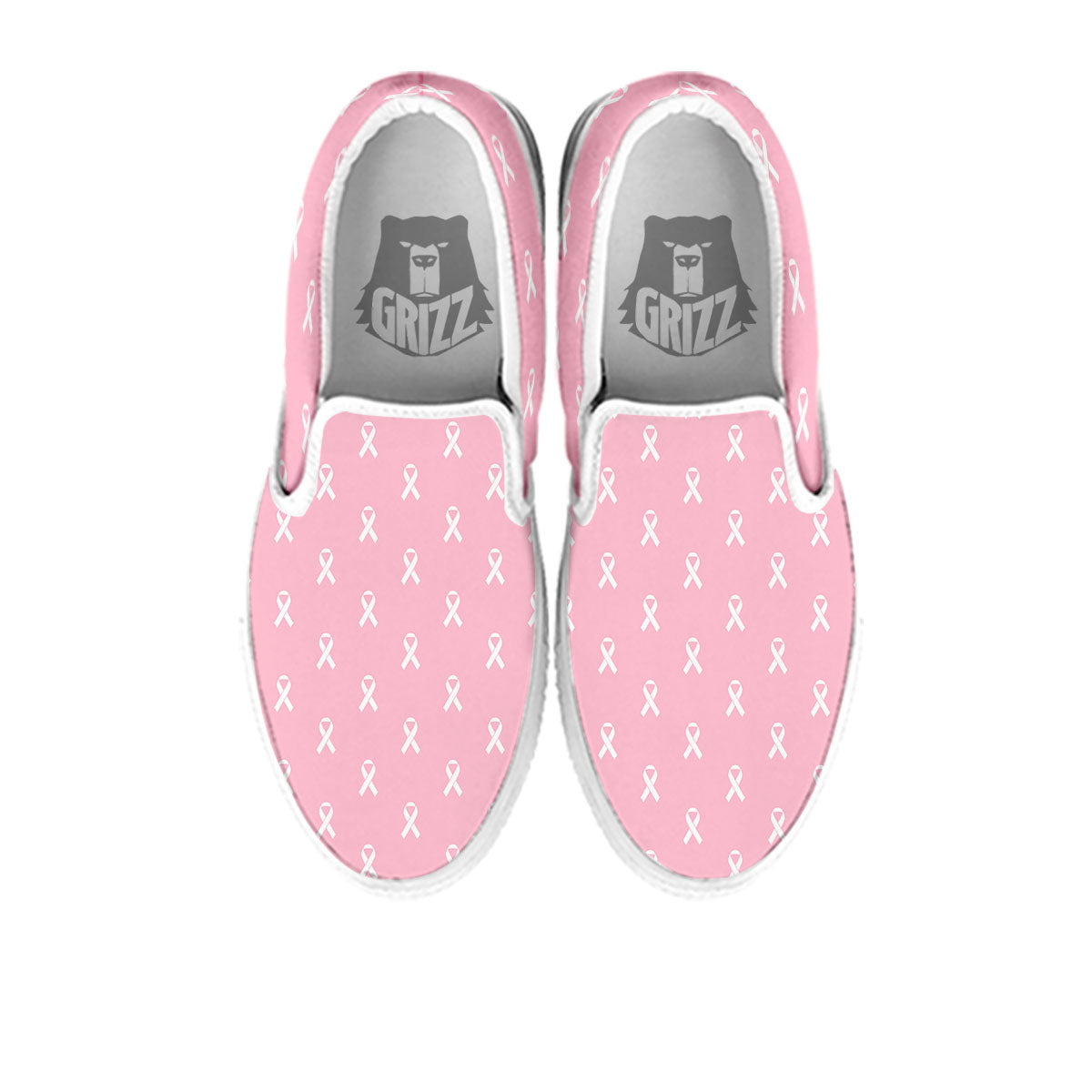 Breast Cancer Pink Pink Pattern White Slip On Shoes-grizzshop