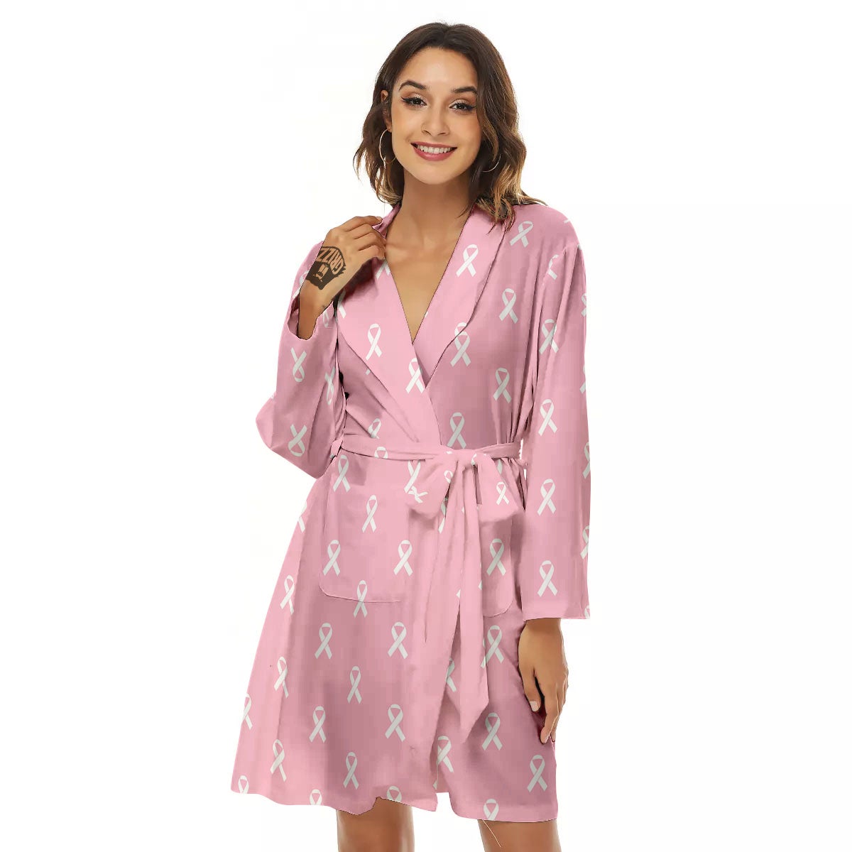 Breast Cancer Pink Pink Pattern Women's Robe-grizzshop