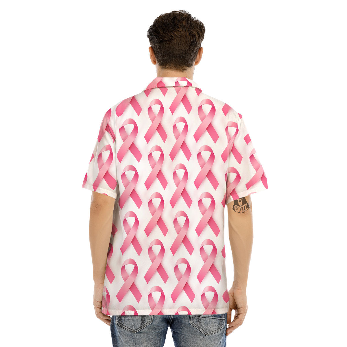 Breast Cancer Pink Ribbon Print Pattern Men's Hawaiian Shirt-grizzshop