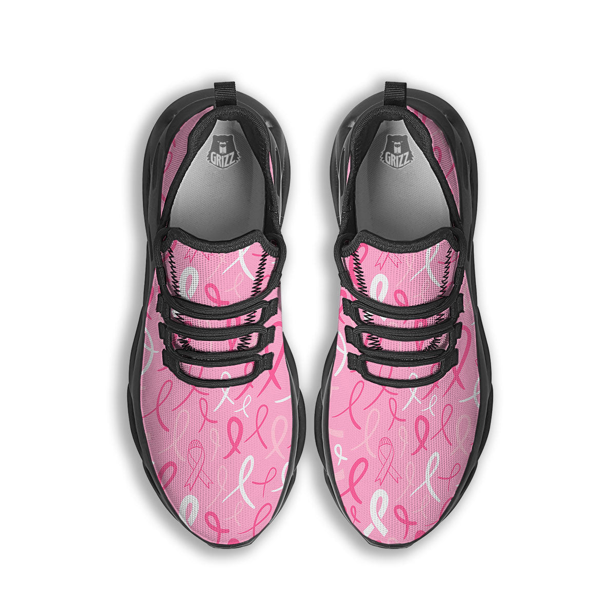 Breast Cancer Ribbon Pink Print Pattern Black Running Shoes-grizzshop