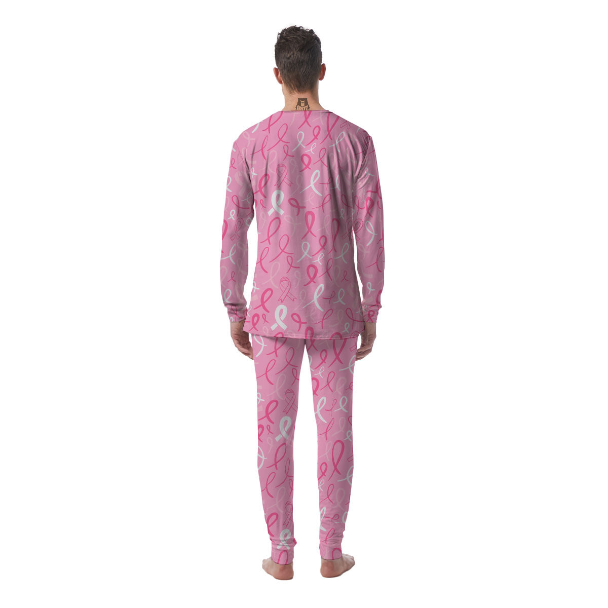 Breast Cancer Ribbon Pink Print Pattern Men's Pajamas-grizzshop