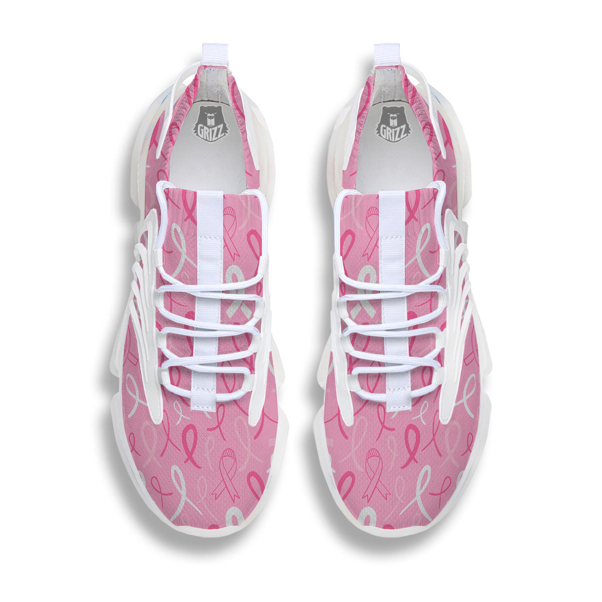 Breast Cancer Ribbon Pink Print Pattern White Gym Shoes-grizzshop