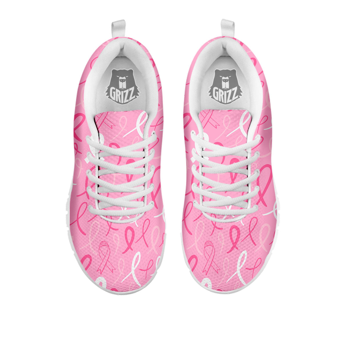 Breast Cancer Ribbon Pink Print Pattern White Sneaker-grizzshop
