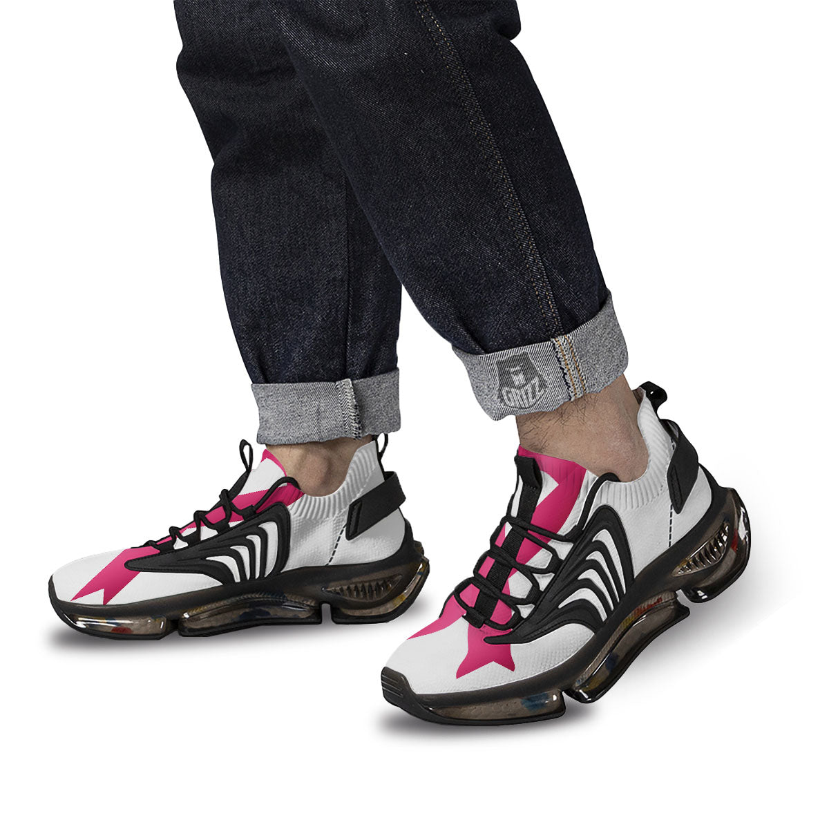 Breast Cancer White And Pink Print Black Gym Shoes-grizzshop