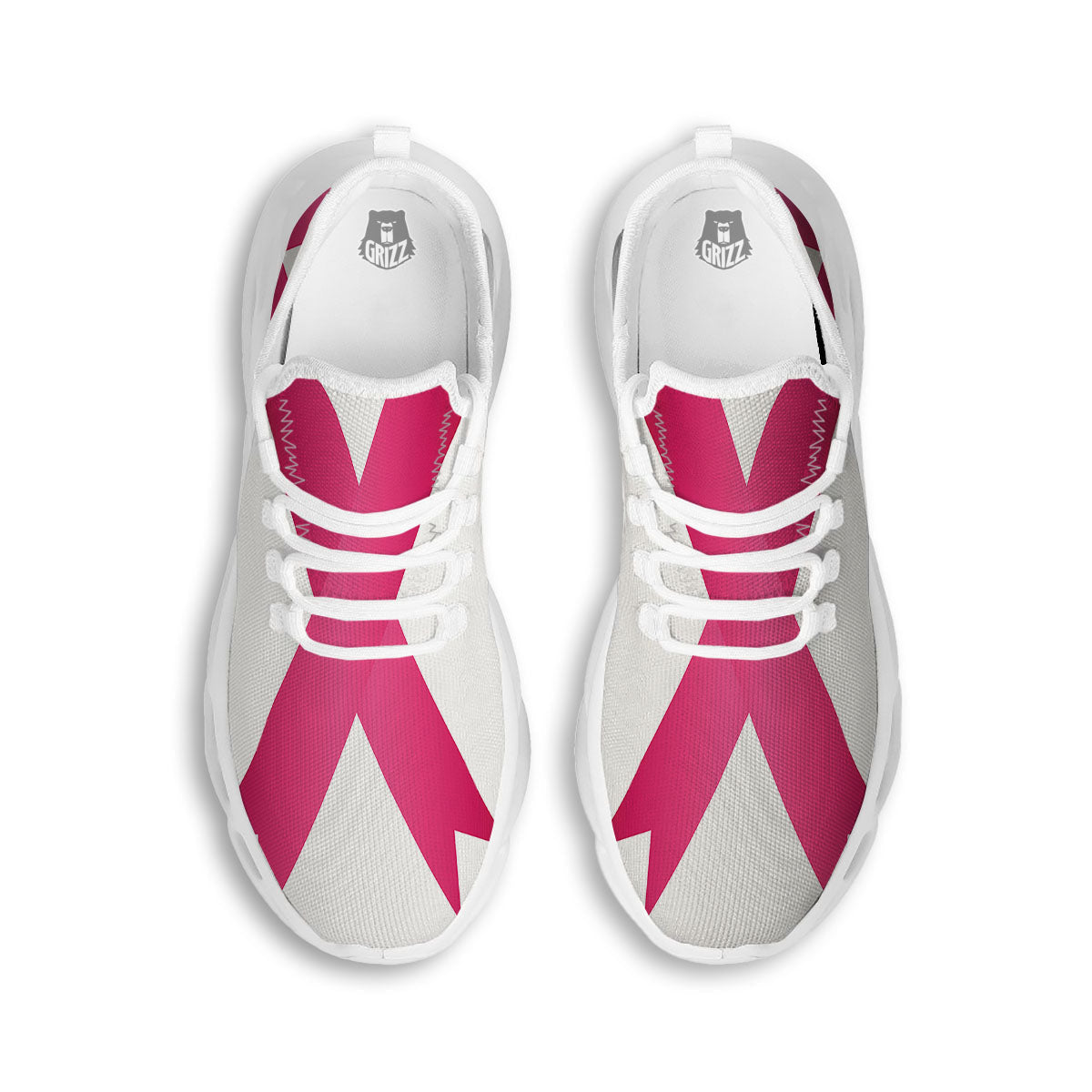 Breast Cancer White And Pink Print White Running Shoes-grizzshop