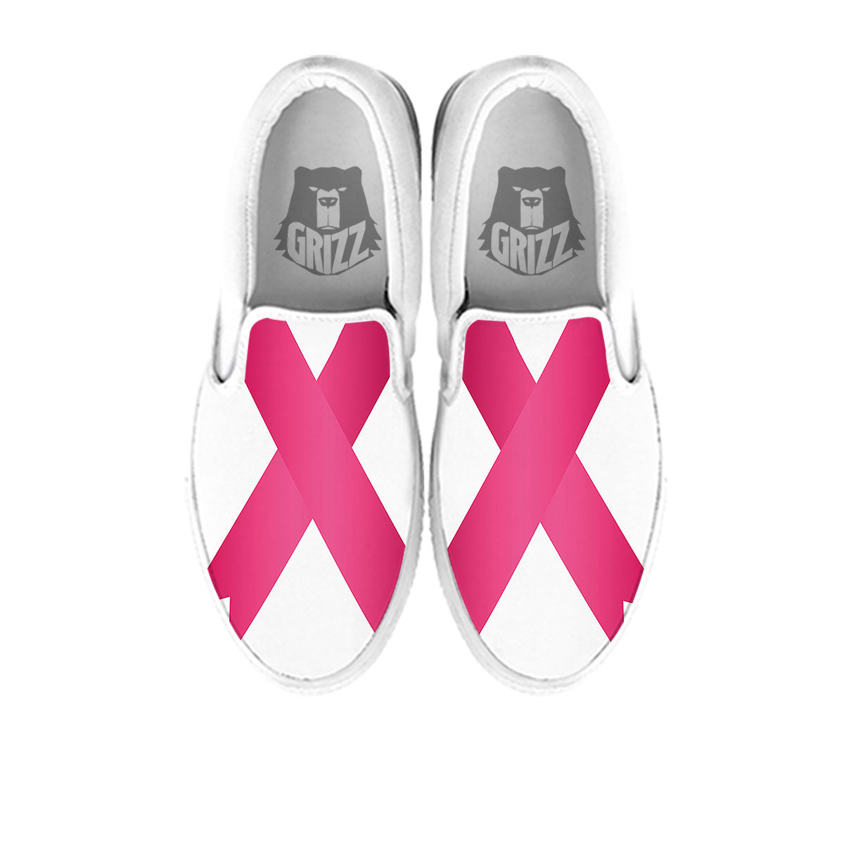 Breast Cancer White And Pink Print White Slip On Shoes-grizzshop