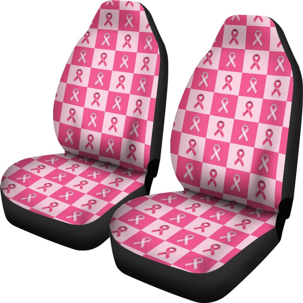 Breast Cancer Awareness Pink Ribbon Pattern Print Universal Fit Car Seat Cover-grizzshop
