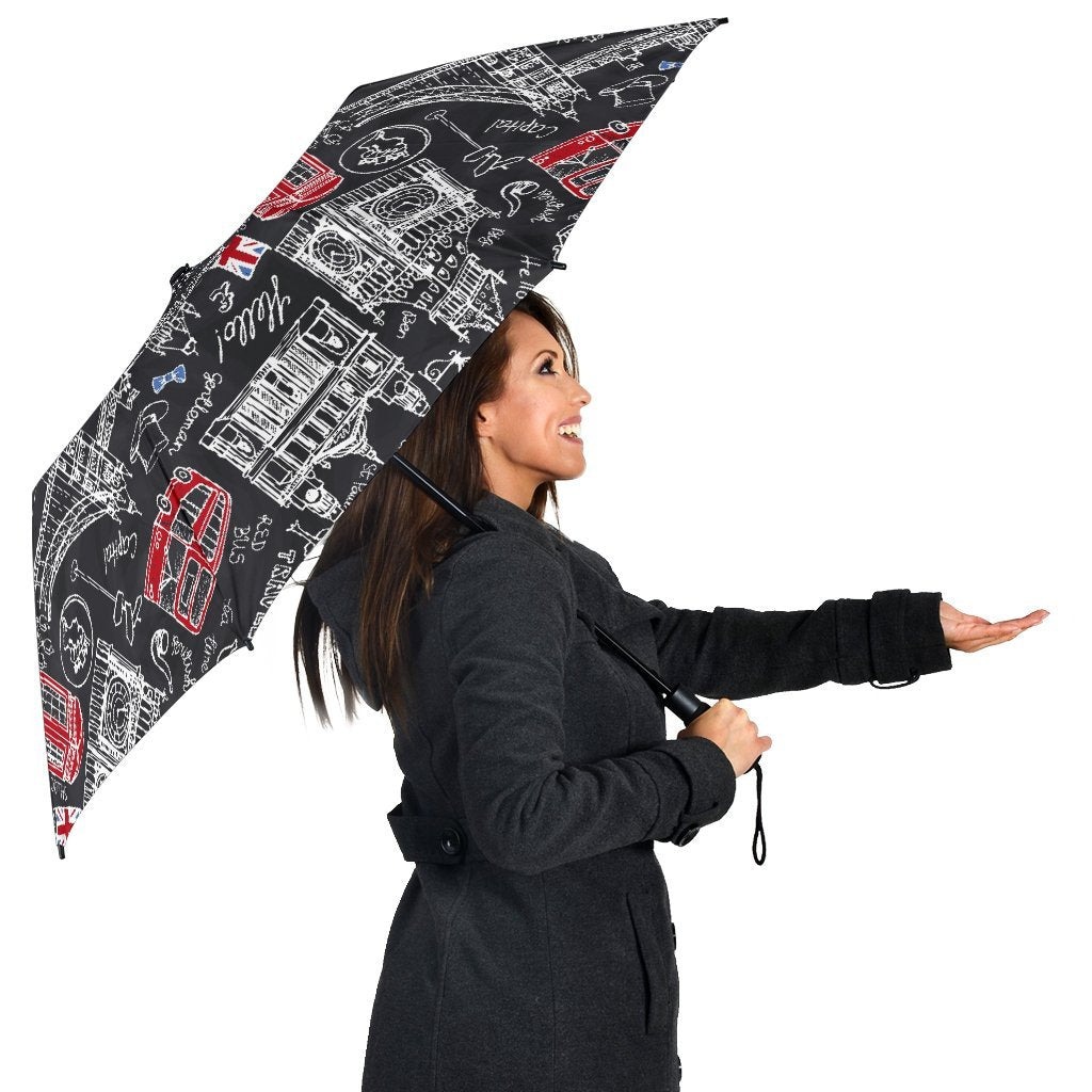 British Pattern Print Automatic Foldable Umbrella-grizzshop
