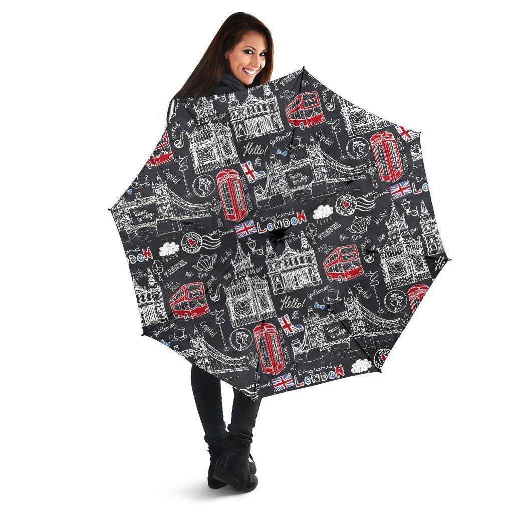 British Pattern Print Automatic Foldable Umbrella-grizzshop