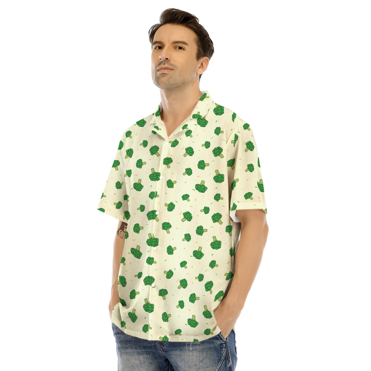 Broccoli Green Print Pattern Men's Hawaiian Shirt-grizzshop