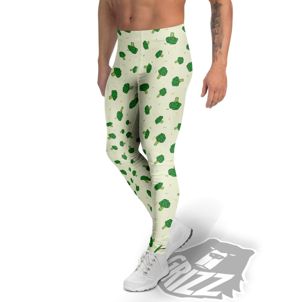 Broccoli Green Print Pattern Men's Leggings-grizzshop