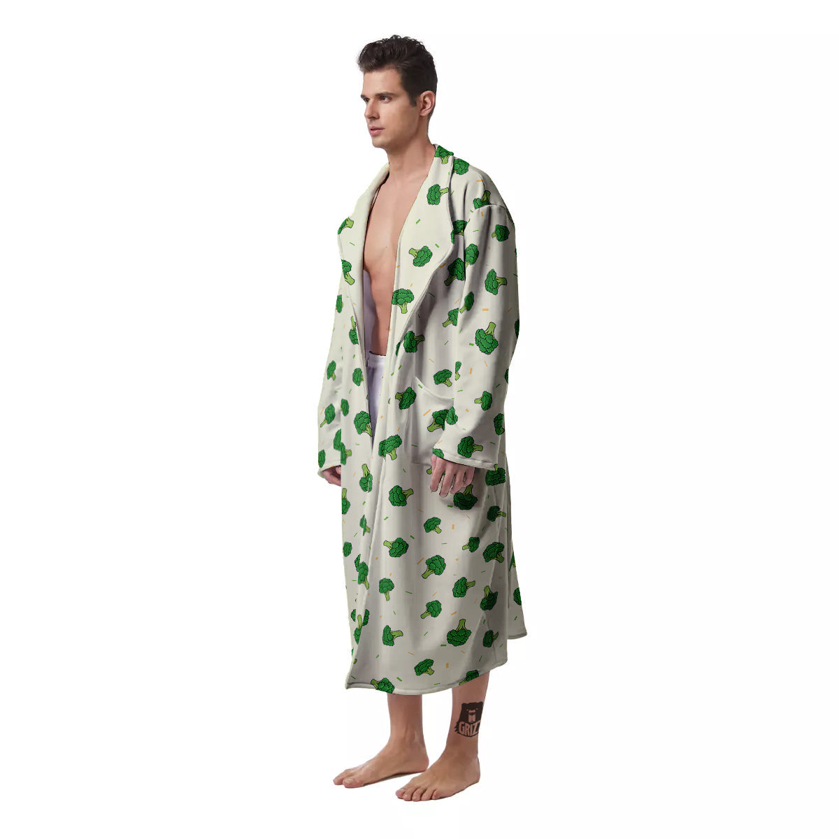 Broccoli Green Print Pattern Men's Robe-grizzshop