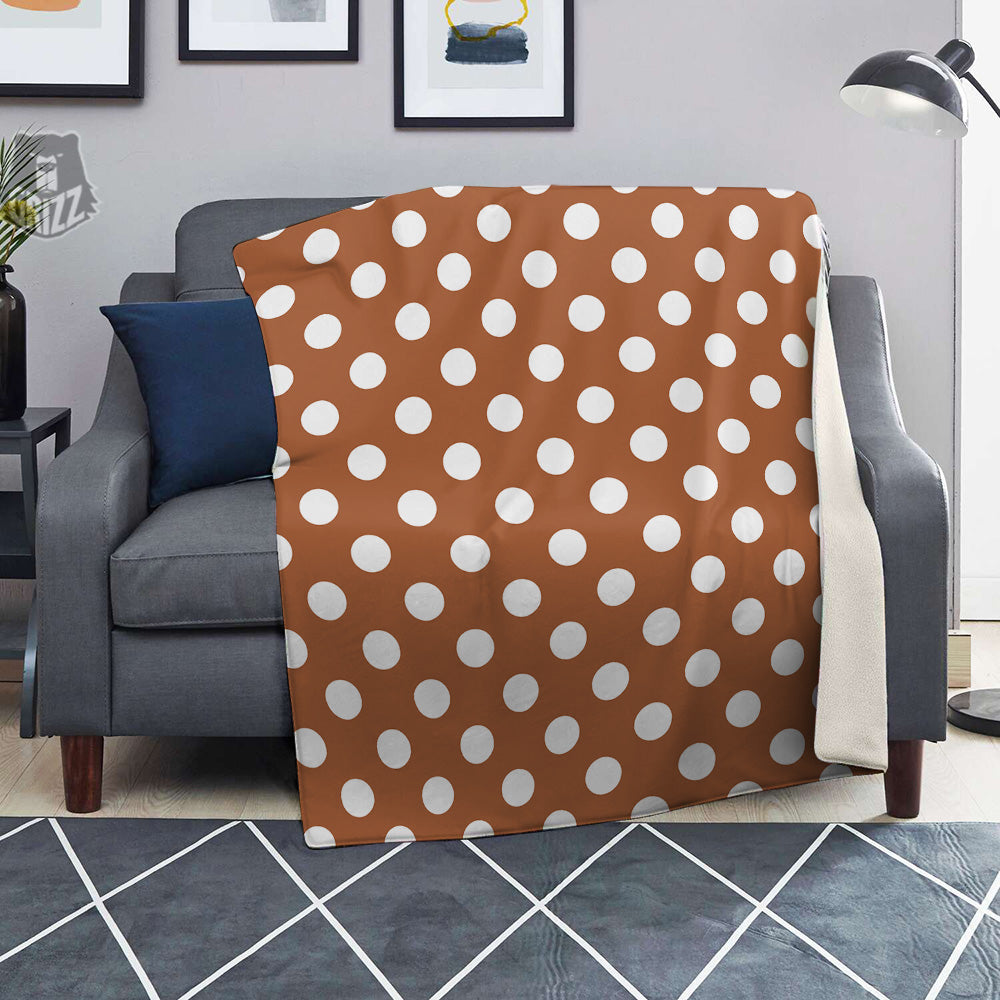 Bronze Color Polka Dot Print Pattern Blanket-grizzshop