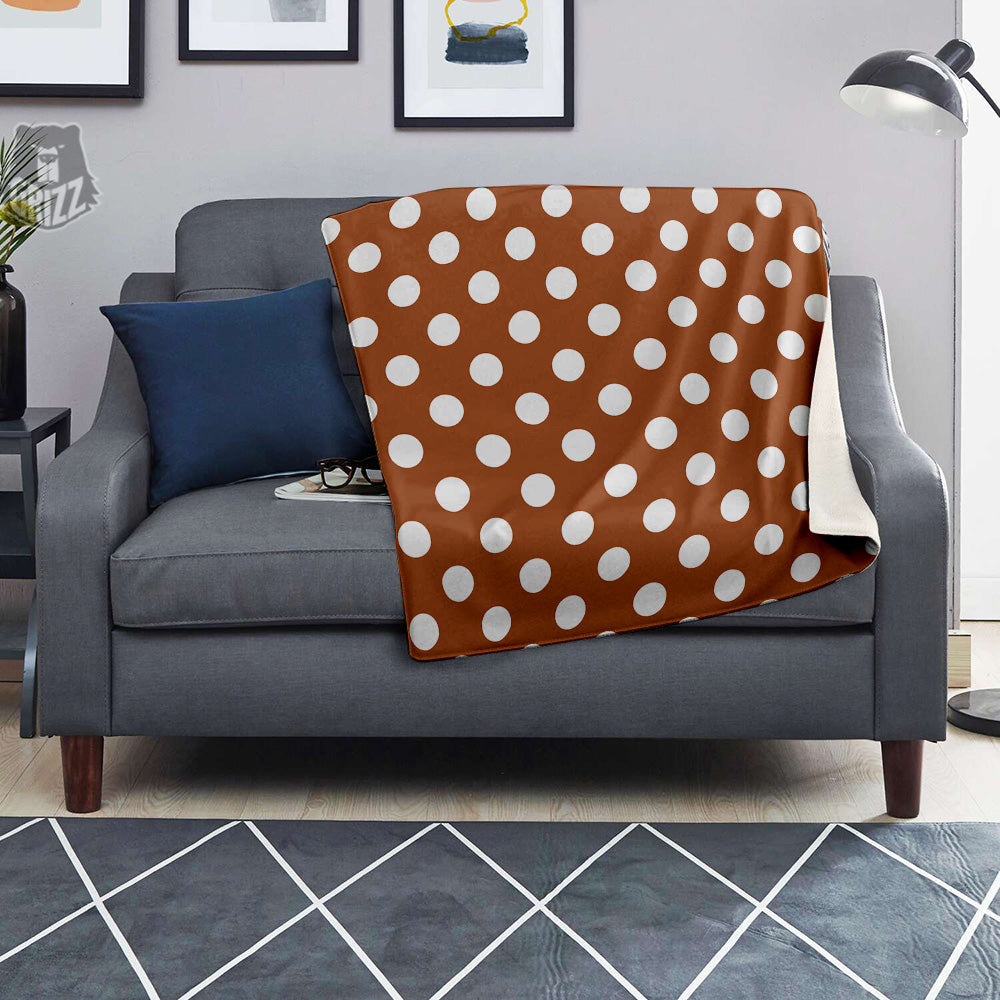 Bronze Color Polka Dot Print Pattern Blanket-grizzshop