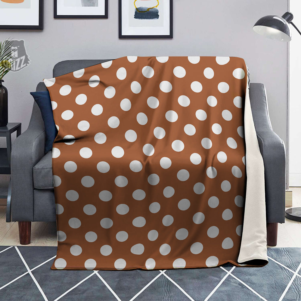 Bronze Color Polka Dot Print Pattern Blanket-grizzshop
